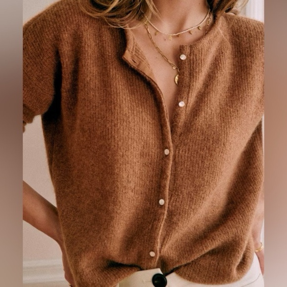 Sezane Gaspard Cardigan Camel